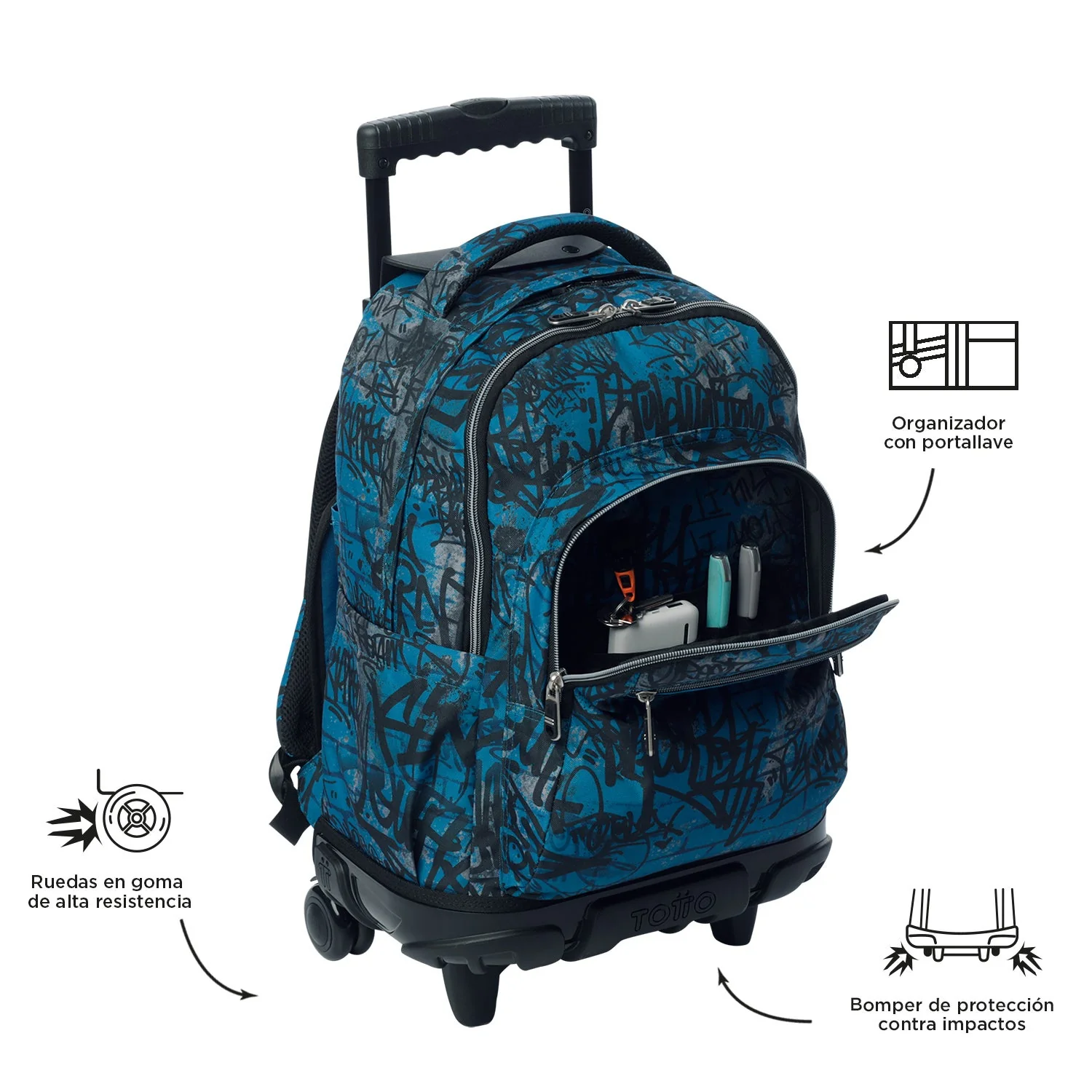 Pack escolar Urban Graph - Mochila con ruedas + Estuche 3 compartimentos - Image 8